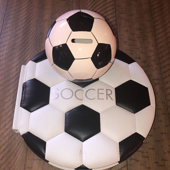 🥅 ⚽️ Soccer ⚽️ Set Vegan Leather Book with Pele Stars ⭐️ of Soccer Ball Bank 🏦 - Picture 17 of 17